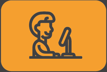 Imagem: Ilustração. Silhueta do torso de uma pessoa sentada em frente a um computador. Fim da imagem.