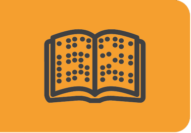 Imagem: Ilustração. Um livro aberto com texto em braille.  Fim da imagem.