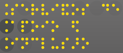 Imagem: Texto ‘Serviço de Apoio à Inclusão’ escrito em pontos braille em amarelo. Fim da imagem.