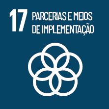 Imagem: Ícone ODS. 17. PARCERIAS E MEIOS DE IMPLEMENTAÇÃO. Ilustração de círculos formando uma flor. Fim da imagem.
