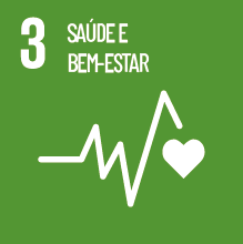 Imagem: Ícone ODS. 3. SAÚDE E BEM-ESTAR. Ilustração de uma linha em ziguezague com um coração na ponta. Fim da imagem.