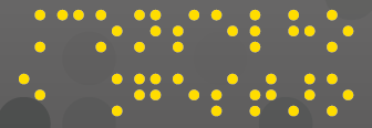 Imagem: Texto ‘Conselho e Gestão’ escrito em pontos braille em amarelo. Fim da imagem.