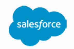 image: Salesforce logo composed of the name in lowercase white letters inside a blue cloud. end of image.