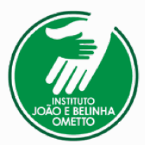 image: João e Belinha Ometto Institute logo consisting of the name in white capital letters inside a green circle. Above, there is an illustration of two hands, a small hand on a large hand. end of image.
