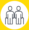 Image: Illustration. The silhouette of two people side by side, each holding a long cane in their hand. end of image.