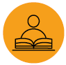 image: Illustration. Highlighting the silhouette of a person's torso holding an open book in their hands. end of image.