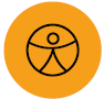 image: Illustration. Silhouette of a person with open arms inside a circle. end of image.