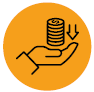 image: Illustration. Highlighting the silhouette of a person's hand with palm facing upward. Above, a pile of coins and an arrow pointing downward. end of image.