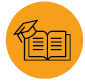 image: Illustration. An open book with a graduation cap on the left. end of image.