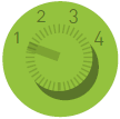 image: Illustration. A green button with numbers, the cursor points to the number “1.” end of image.