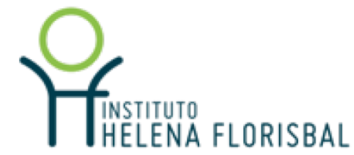 Imagem: Logotipo do Instituto Helena Florisbal compôosto pelo nome em letras maiúsculas verdes e, à esquerda, a ilustração da silhueta de uma pessoa de palito com os braços para cima. Fim da imagem.