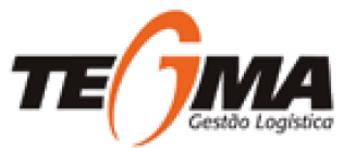 Imagem: Logotipo da Tégma compôosto pelo nome em letras maiúsculas pretas sendo que a letra G está em laranja; abaixo, a frase “Gestão logística”. Fim da imagem.
