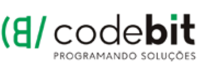 <span class="data-pt-BR" lang="pt-BR">Imagem: Logotipo da </span><span xml:lang="en-US" lang="en-US" class="data-en-US">CodeBit</span><span class="data-pt-BR" lang="pt-BR"> compôosto pelo nome em letras minúsculas pretas; abaixo, a frase “PROGRAMANDO SOLUÇÕES”. À esquerda, um símbolo de programação composto por um parêntese, a letra B ao contrário e uma barra em verde. Fim da imagem.</span>