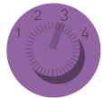Imagem: Ilustração. Um botão roxo com números, o cursor aponta em direção ao número "3". Fim da imagem.