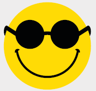 Imagem: Ilustração. Um emoji com sorriso largo, usa óculos escuros redondos. Fim da imagem.