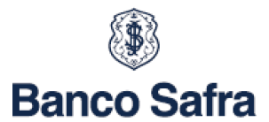 image: Banco Safra logo consisting of the name in blue letters and, above, a shield with a dollar sign. end of image.