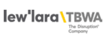 image: The lew’lara, slash, TBWA logo consists of the name in lowercase black and gray letters, with the slash in yellow; below, the phrase “The Disruption Company.” end of image.