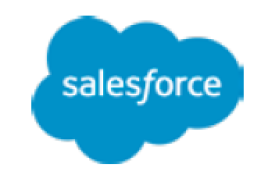 image: Salesforce logo composed of the name in lowercase white letters inside a blue cloud. end of image.