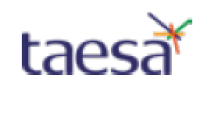 image: Taesa logo consisting of the name in blue lowercase letters with a colored asterisk in the upper right corner. end of image.