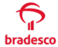 image: Bradesco logo consisting of the name in red lowercase letters and, above, an illustration of two vertical bars under two curved lines. end of image.