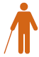 image: Icon. Silhouette of a person with a cane. end of image.