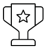 Imagem: Ícone. Um troféu com uma estrela. Fim da imagem.