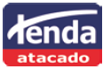Imagem: Logotipo da Tenda atacado composto pelo nome em letras brancas sobre um retângulo azul e vermelho. Fim da imagem.
