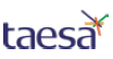 Imagem: Logotipo da Taesa composto pelo nome em letras minúsculas azuis com um asterisco colorido no canto superior direito. Fim da imagem.